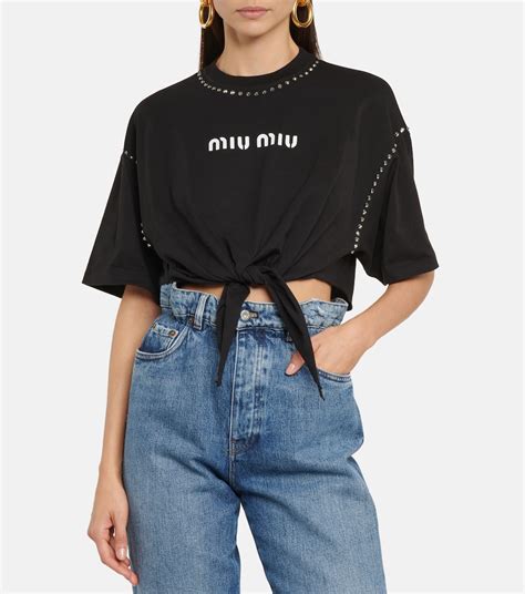 miu miu embellished t shirt|miumiu sweatshirts for women.